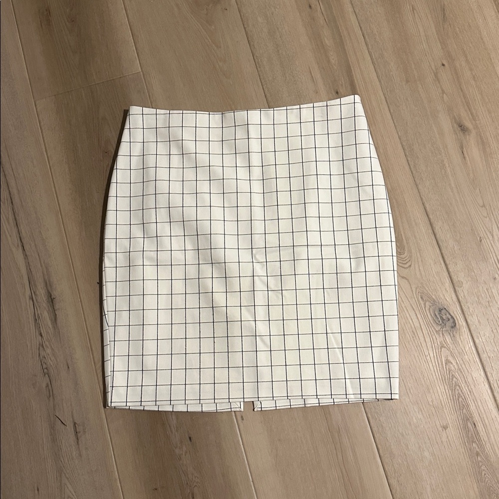 Express Ivory and Black Checkered Shirt